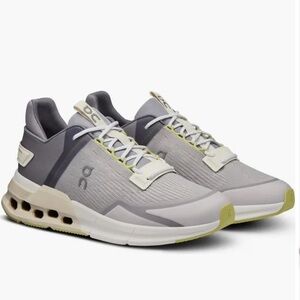 On Running Gray and White Athletic Shoes